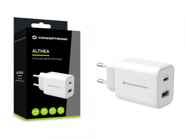 CONCEPTRONIC Ladegerät 2Port 33W,1xUSB-C/1xUSB-A PD weiß