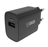 2GO Universal Ladegerät-Stecker m.1xUSB u. Type C 240 V, sw