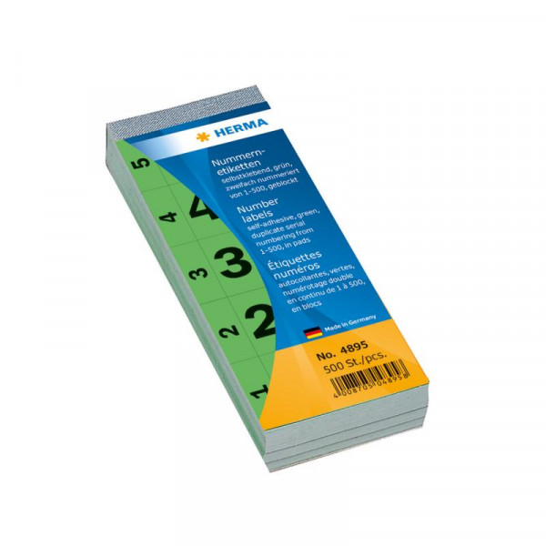 HERMA Nummernblock selbstklebend 1-500 grün 28x56 mm
