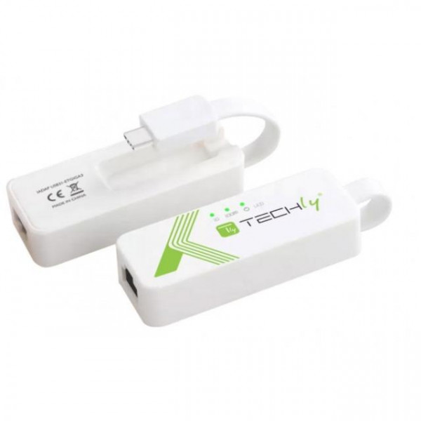 Techly USB 3.1 Typ C RJ45 10/100/1000 Adapter, weiß