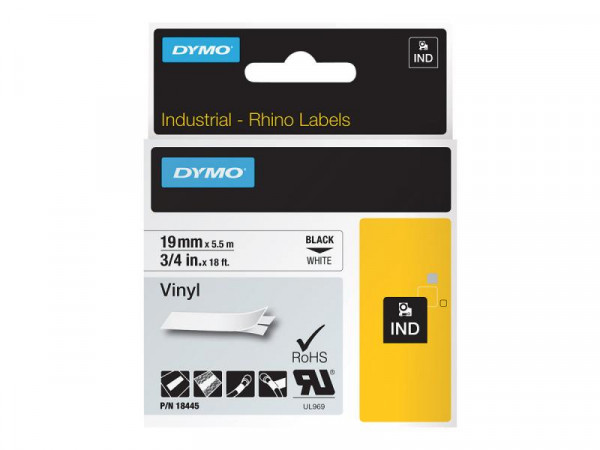 DYMO Rhino Band Vinyl 19mmx5.5m schwarz->weiß