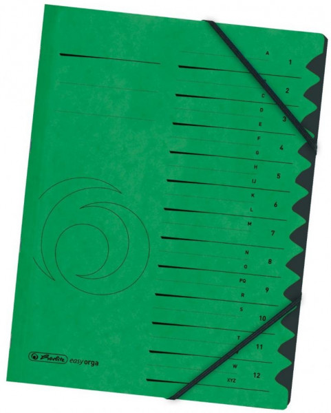 Herlitz Ordnungsmappe A4 1-12 grün mit Gummizug