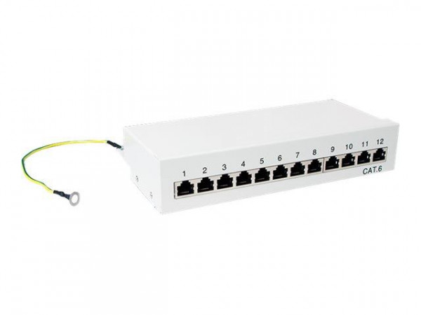 LogiLink Patchpanel Tisch/Wand Cat.6 STP 12 Ports,lichtgrau