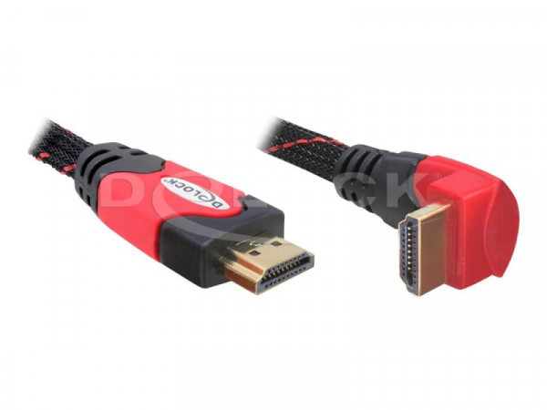 HDMI Kabel Delock Ethernet A -> A St/St 2.00m 90° unten 4K