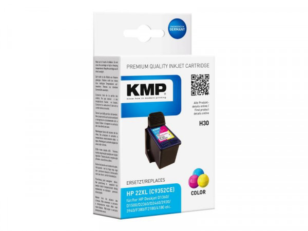 KMP Patrone HP C9352AE Nr.22 color 430 S. H30 refilled
