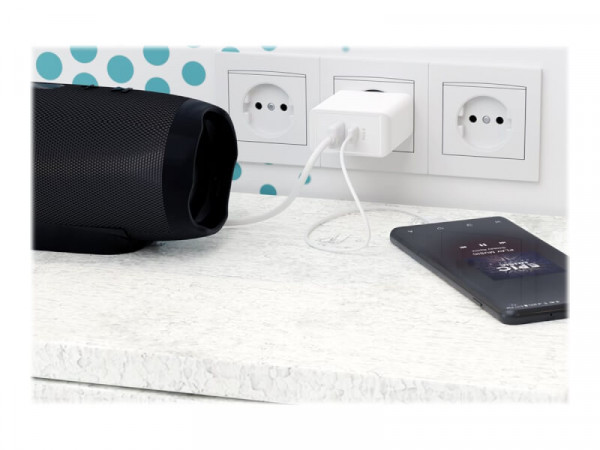 Goobay Dual USB-C PD Schnellladegerät (28W) weiß