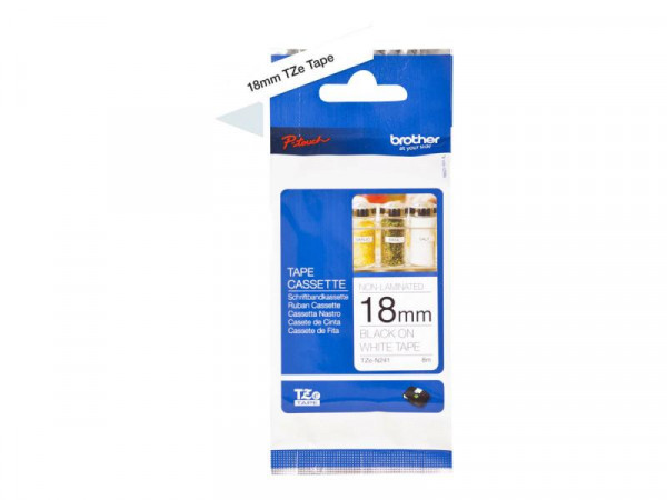 Schriftbandkassette Brother 18mm weiß/schwarz TZEN241
