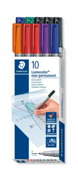 STAEDTLER Universalstift Lumocolor F non-perm 10St,Faltschac