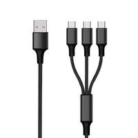 2GO 3 in 1 USB Ladekabel - schwarz - 150cm für USB Type-C