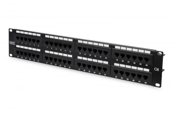 DIGITUS Patchpanel 2HE 48-Port Cat6 ungeschirmt schwarz
