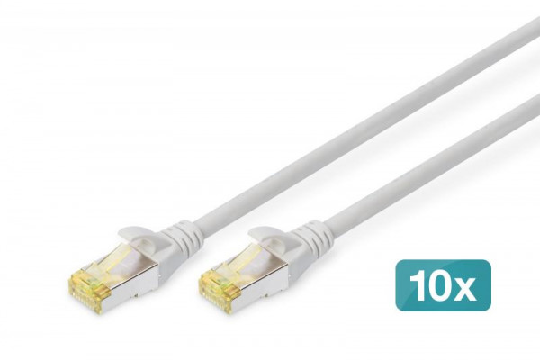 DIGITUS CAT 6A S/FTP Patchkabel, 10 Stück, 1m, grau