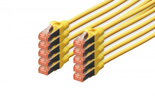 DIGITUS CAT 6 S/FTP Patchkabel, 10 Stück, 1m, gelb