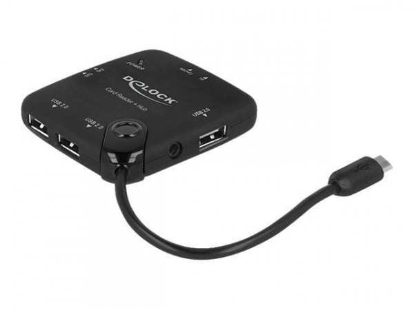 Card Reader Delock USB micro B -> 4in1 +3-Port Hub OTG