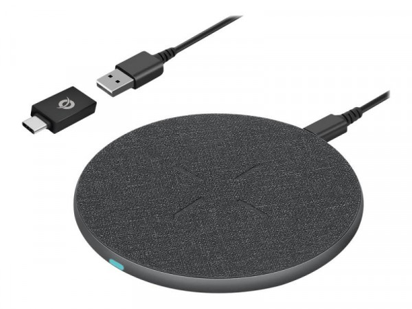 CONCEPTRONIC kabelloses Ladegerät 15W Qi USB-A + USB-C grau