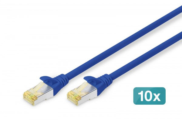 DIGITUS CAT 6A S/FTP Patchkabel, 10 Stück, 2m, blau