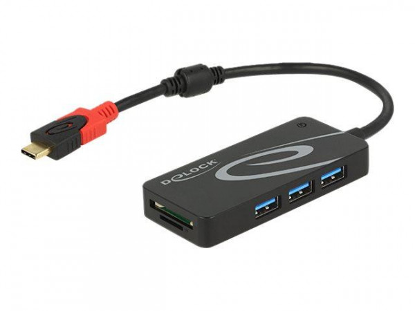 USB-HUB Delock USB3.1 TypC -> 3x TypA +2x Slot SD schwarz