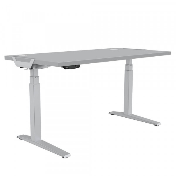 Fellowes Schreibtisch 140x80cm elektrisch grau-silber