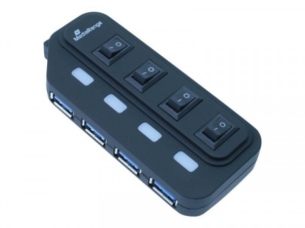 MediaRange USB-HUB 4-Port USB 3.0 extern schwarz