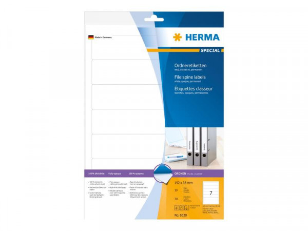 HERMA Ordneretiketten A4 weiß 192x38 mm Papier opak 70 St.