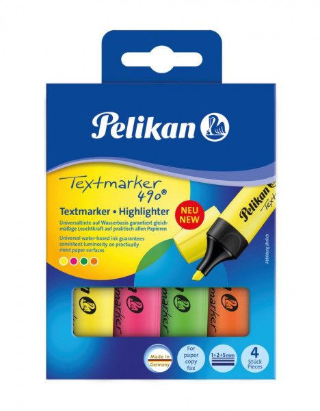 Pelikan Textmarker 490/4 Sort. 4 ST im Karton-Etui