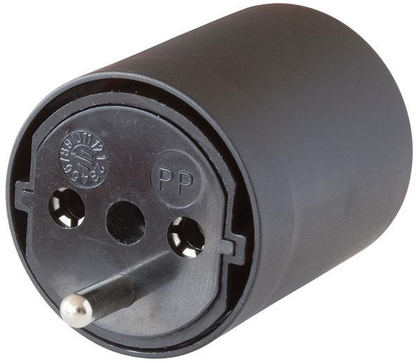 FIX-Adapter DE auf CH schwarz 230V 3-polig T12 auf Schuko