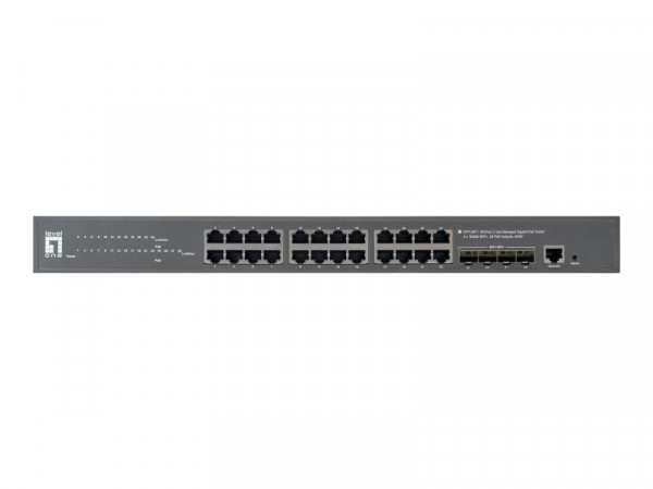 LevelOne Switch 24x GE GTP-2871 4x10GbE SFP 400W 24xPoE
