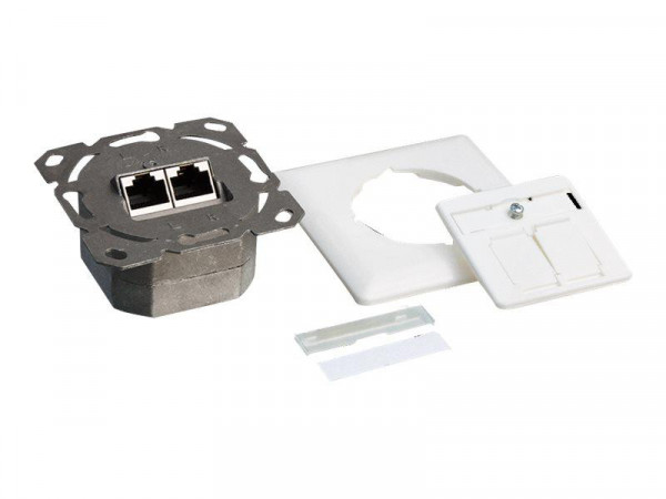 LogiLink Cat.6A Anschlussdose, 2x RJ45,weiß, waagerecht