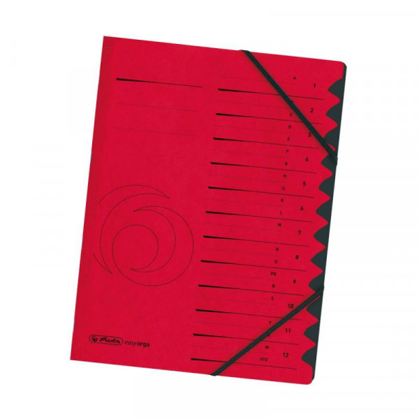 Herlitz Ordnungsmappe A4 1-12 rot mit Gummizug