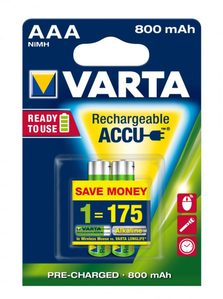Varta Akku RECHARGE Power AAA HR03 800mAh 2St.