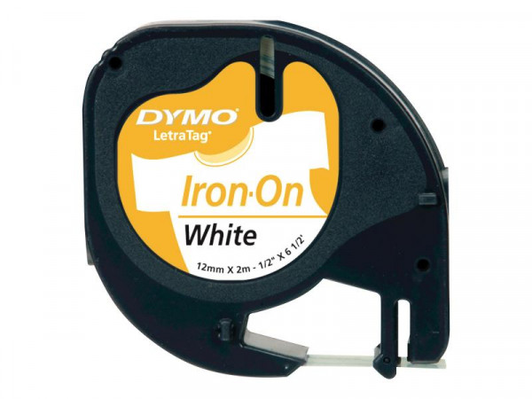 DYMO LetraTag-Band, aufbügelbar 12mm x 2m schwarz auf weiss