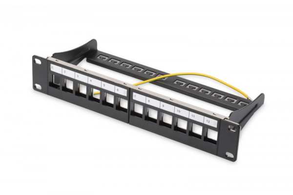 DIGITUS Patchpanel 1HE 12-Port Modular schw.