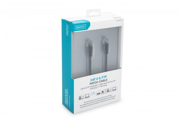 DIGITUS Patchkabel, CAT6, RJ45 St/St, 3.0m,S-FTP,AWG27/7