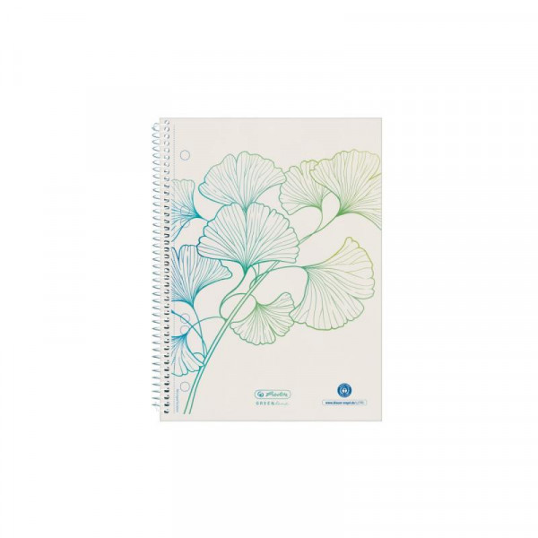 Herlitz Spiralblock A5 70 Bl. kariert GREENline Ginkgo