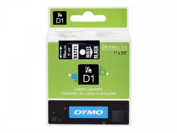 DYMO D1 Schriftband 53721 24mmx7.0m weiß ->schwarz