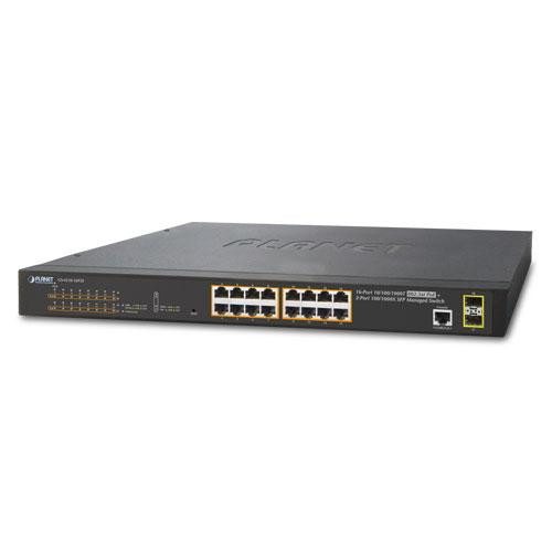 PLANET 16-Port 10/100/1000T 802.3at PoE + 2-Port 100/1000X