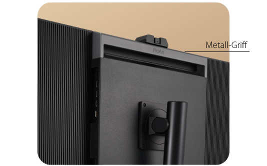 Metallgriff an der oberen Rückseite des ProArt Display PA32DC.