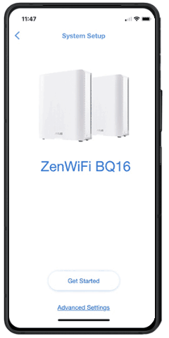 Ein GIF veranschaulicht die Benutzeroberfläche der ASUS Router App und den einfachen Einrichtungsprozess in drei Schritten.