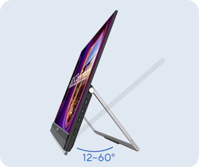 Ergo-Kickstand mit einem Winkel von 12~60° auf jeder flachen Oberfläche