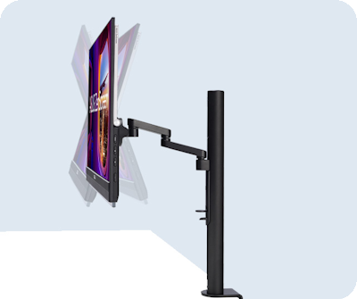 Der Klemmständer lässt sich um 5~20° neigen, um 15~20° schwenken, um 0~90° drehen und um 0-180mm aus- und einfahren