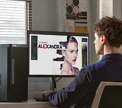 Ein Creator arbeitet an einem Projekt auf dem ProArt Display PA24ACRV.