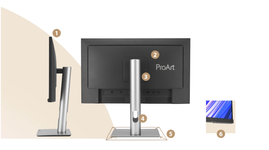 Der PA278CFRV ist ein schlankes, rahmenloses Design; Die Rückseite des PA278CFRV