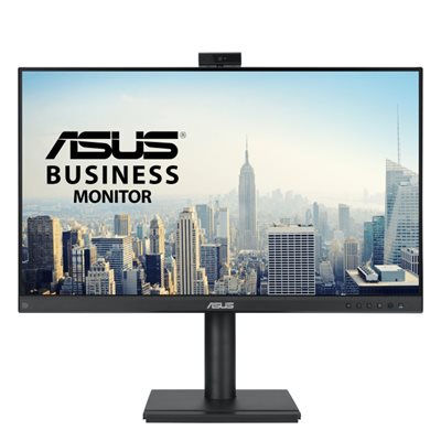 ASUS BE249QFK Videokonferenzmonitor - 24 Zoll (23,8 Zoll sichtbar), Full HD, IPS, 100Hz, rahmenlos, Full HD-Webcam, Mikrofonanordnung, Stereolautsprecher, höhenverstellbar, ergonomisches Design, HDMI, augenschonend, niedriges blaues Licht, flimmerfrei, Wandmontage möglich, Nachhaltigkeit