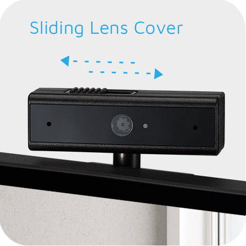 Die integrierte Webcam des ASUS BE249QFK verfügt über eine verschiebbare Objektivabdeckung