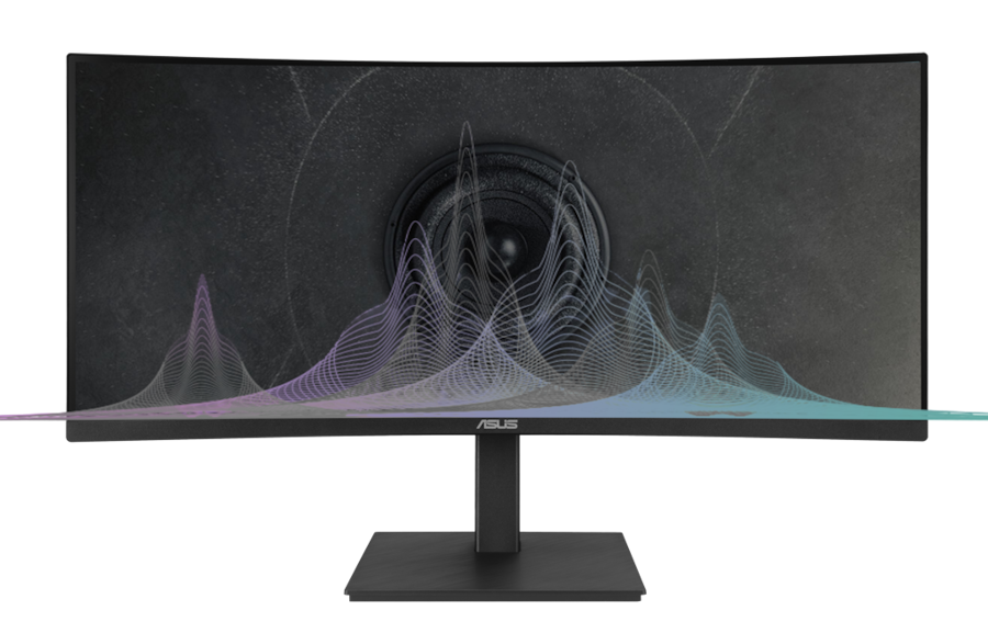 Monitor mit eingebauten Lautsprechern vorführen