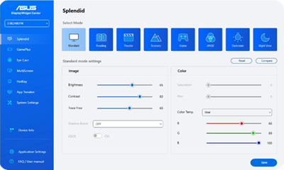 DisplayWidget Center UI