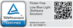 TUV certified flicker free and low blue light logo