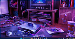 Das Vergleichsbild zeigt zwei Screenshots von Deskto. Die Taskleiste auf dem linken Bild ist normal, während die Taskleiste auf dem rechten Bild mit einem transparenten Effekt versehen ist.