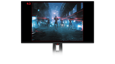 Das Seitenverhältnis kann so eingestellt werden, dass ein 4:3-Bild angezeigt wird.