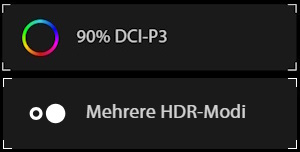 90% DCI-P3, Mehrere HDR-Modi
