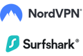 NordVPN-Logo und SurfSharkVPN-Logo